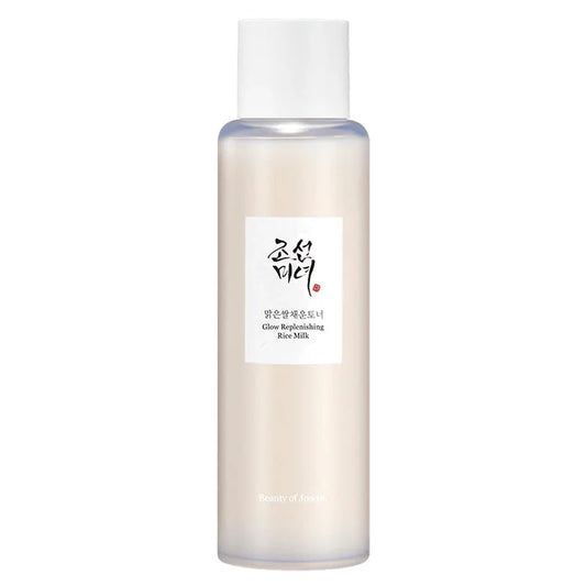 Flacon en plastique transparent du tonique BEAUTY OF JOSEON Glow Refreshing Rice Milk sur fond blanc.