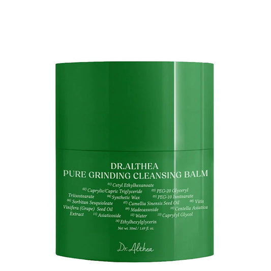 Pot de nettoyant baume visage coréen DR.ALTHEA pure grinding cleansing balm, sur fond blanc épuré.