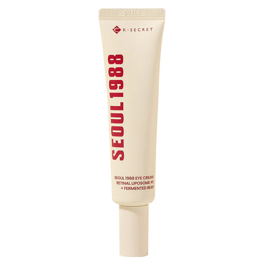 Soin contour des yeux SEOUL 1988 K-SECRET au Rétinal Liposomé 4% et Haricot Fermenté, tube fin beige pour cibler les rides du regard et les cernes.
