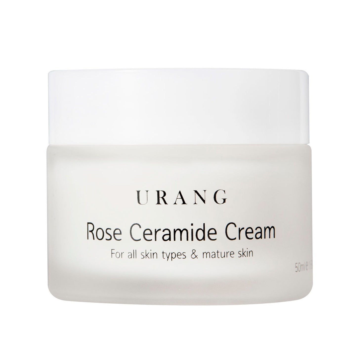 Urang Rose Ceramide Cream dans son packaging en verre sur fond blanc.