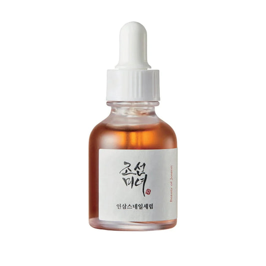 Sérum au Riz & Alpha Abrutin de Beauty Of Joseon, flacon en verre orangé avec une pipette sur fond blanc épuré.