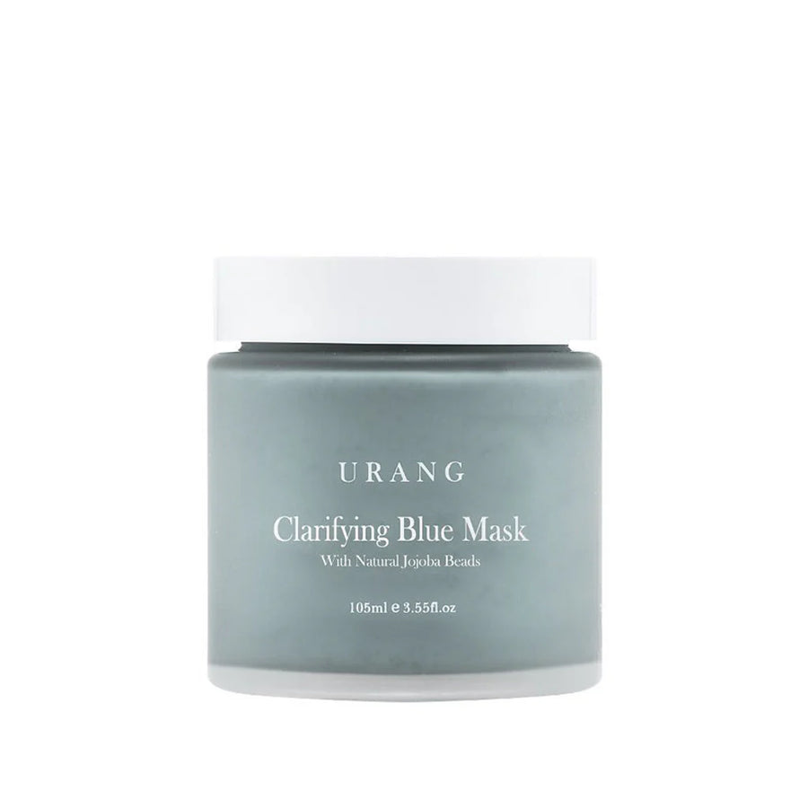 Urang Clarifying Blue Mask Dans son packaging en verre sur fond blanc