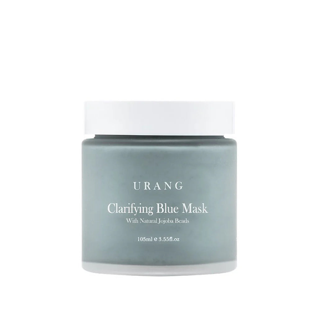 Urang Clarifying Blue Mask Dans son packaging en verre sur fond blanc