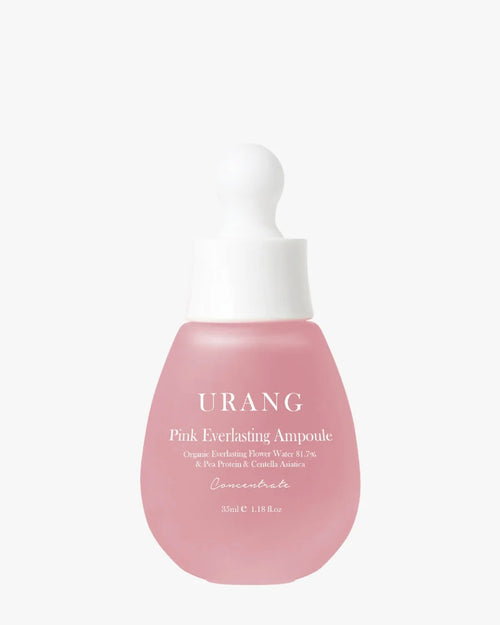 Urang Pink Everlasting Ampoule dans son packaging en verre sur fond blanc